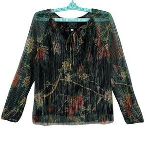 NWT Johnny‎ Was Women's Evelina Floral Metallic Blouse Size XS Multicolor Lined